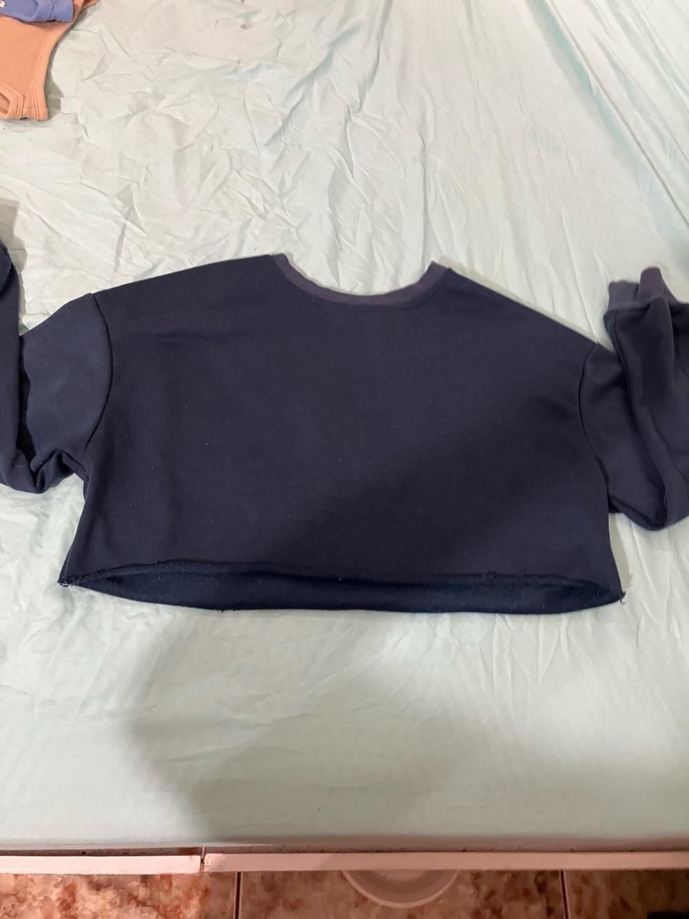 SHEIN Dark Navy Cropped Long Sleeve Top